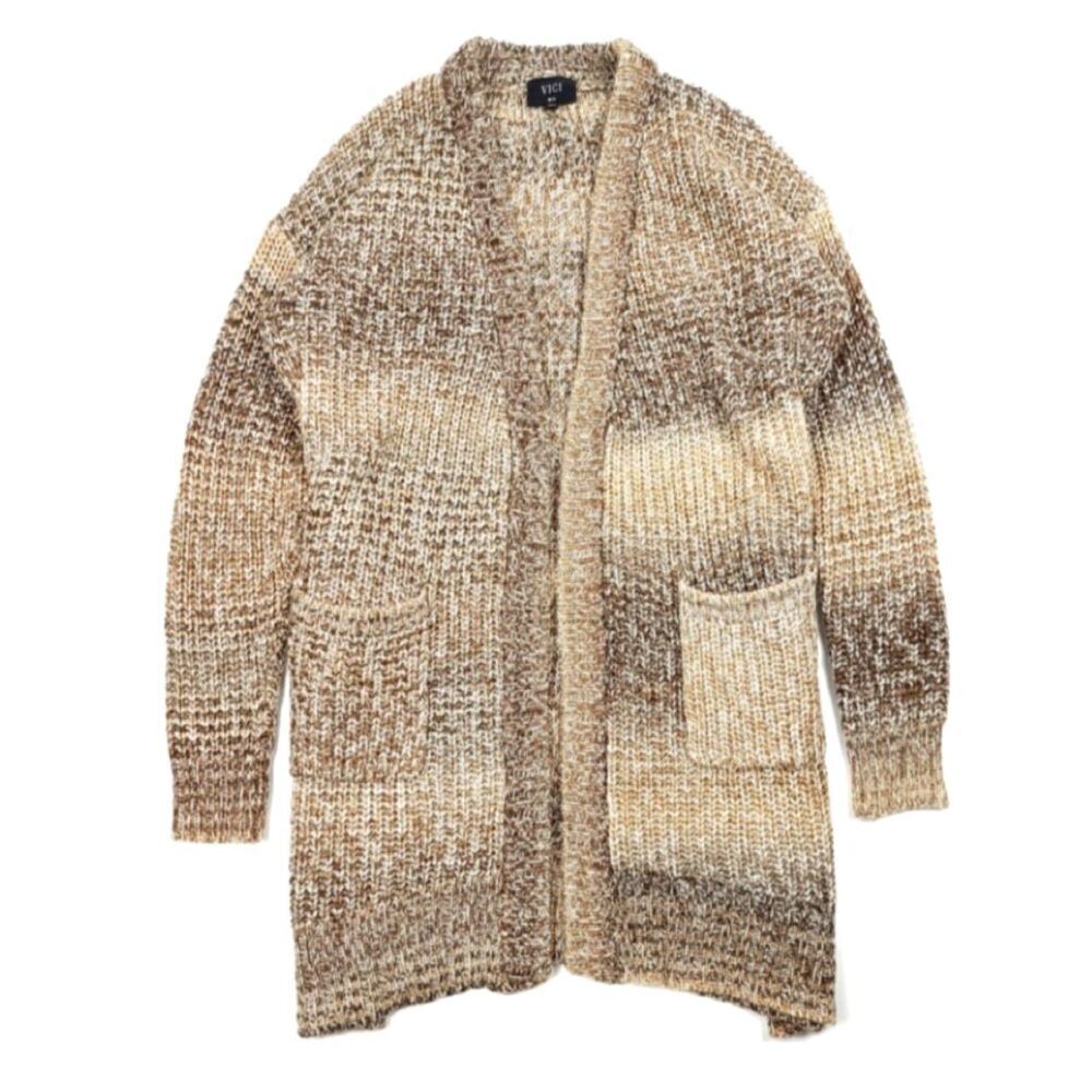 NEW Vici Java Wool Oversized Pocketed Boho Western Cardigan Sweater Coat Brown